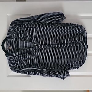 Market & Spruce navy blue polka dot top.